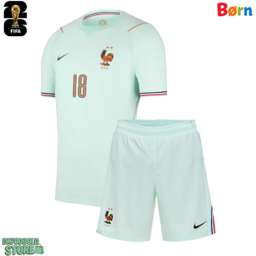 Frankrig Warren Zaire-Emery #18 Replika Babytøj Udebanesæt Børn VM 2026 Kortærmet (+ Korte bukser)